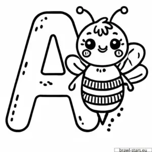 Coloring page letter A with bee