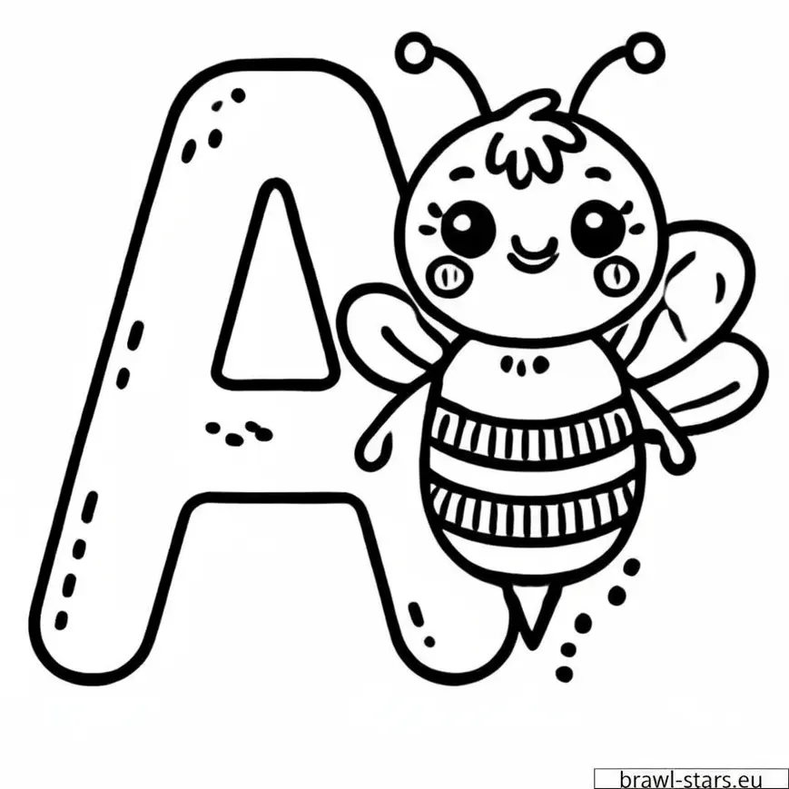 Coloring page letter A with bee