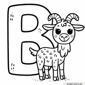 Coloring page letter B with goat