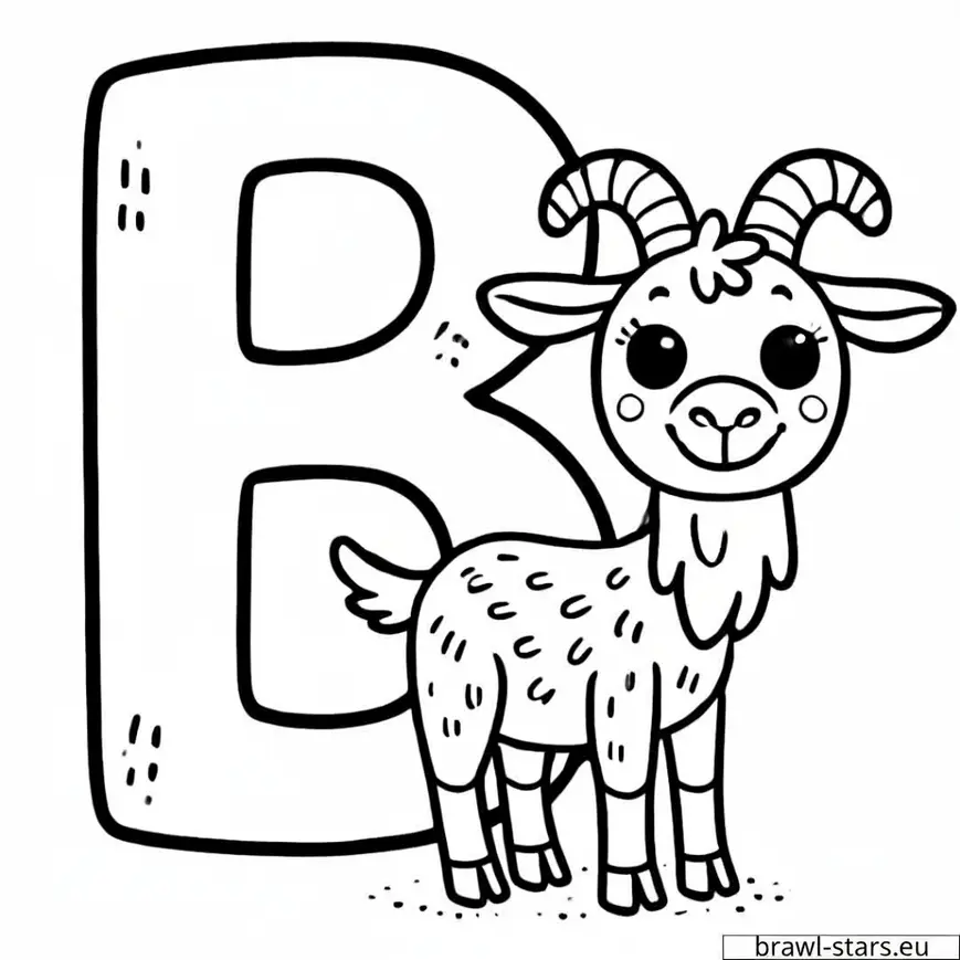Coloring page letter B with goat